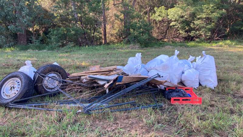 Bags of litter and dumped materials cleaned up from industrial areas