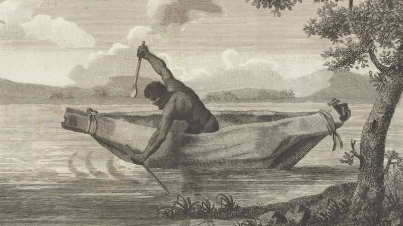 A section of an engraving by Samuel John Neele of James Grant’s image of ‘Pimbloy’, believed to be the only known depiction of Pemulwuy. Image courtesy of State Library VIC