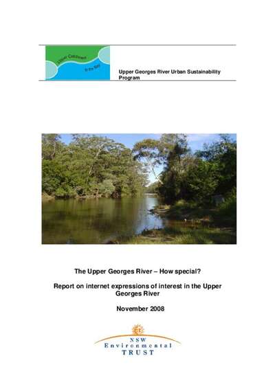 Upper Georges River Urban Sustainability Program 2008 - NSW Environmental Trust - The Upper Georges River - How Special