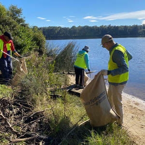 volunteers clean up litter on Georges River