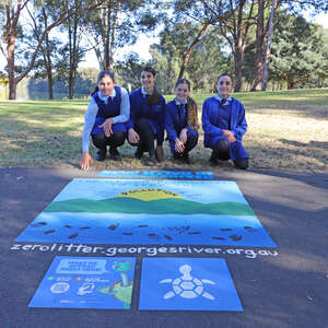 students from St Mary's Primary School Georges Hall with the finished artworks