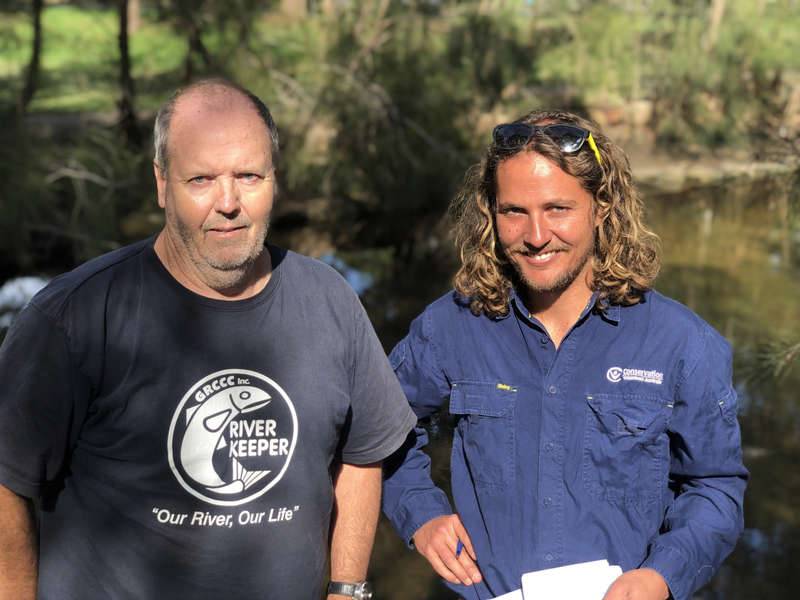 Tony Wales, Georges Riverkeeper (left), David Jones, Conservation Volunteers Australia (right).