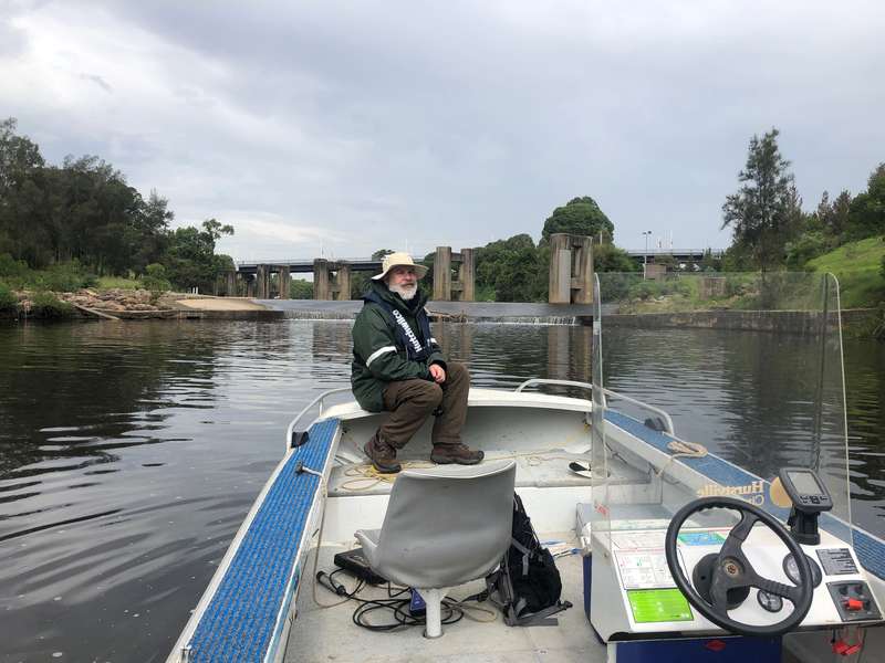 Dr. Dave Reid, on the Georges Riverkeeper boat, undertaking river health monitoring