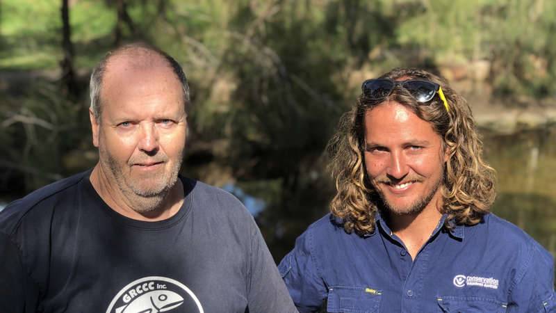 Tony Wales, Georges Riverkeeper (left), David Jones, Conservation Volunteers Australia (right).