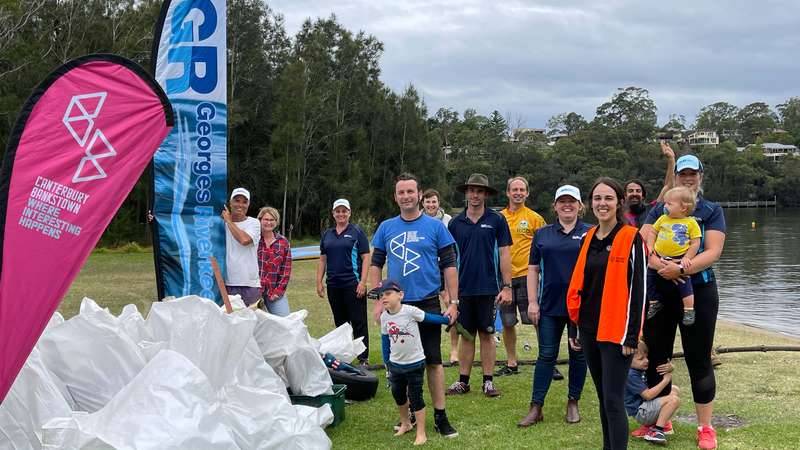 Paddle Against Plastic 2021 event partners and volunteers, including Georges Riverkeeper, City of Canterbury Bankstown and the River Canoe Club