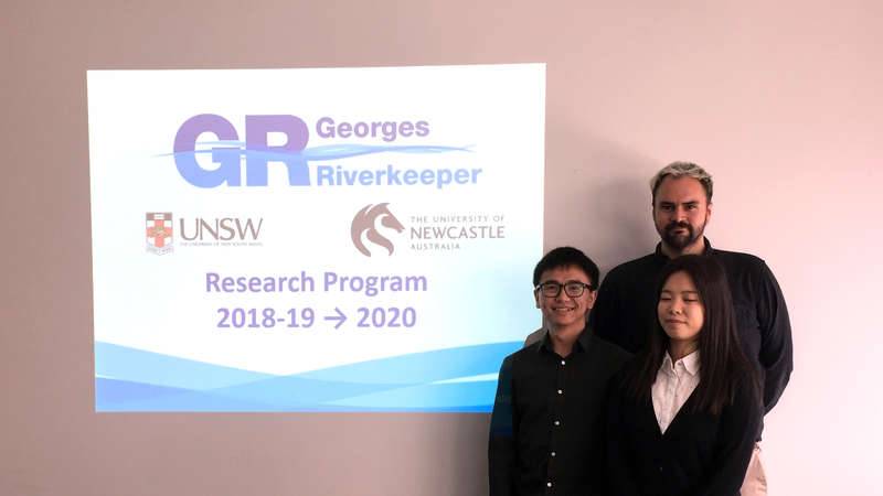 Honours students from the Research partnership between Georges Riverkeeper, UNSW and the University of Newcastle Australia