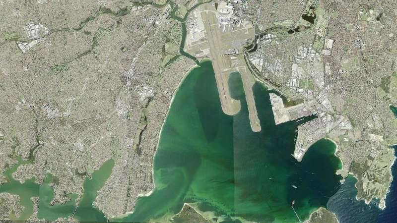 Aerial image showing urbanisation around Botany Bay