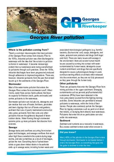 Factsheet about pollution of the Georges River